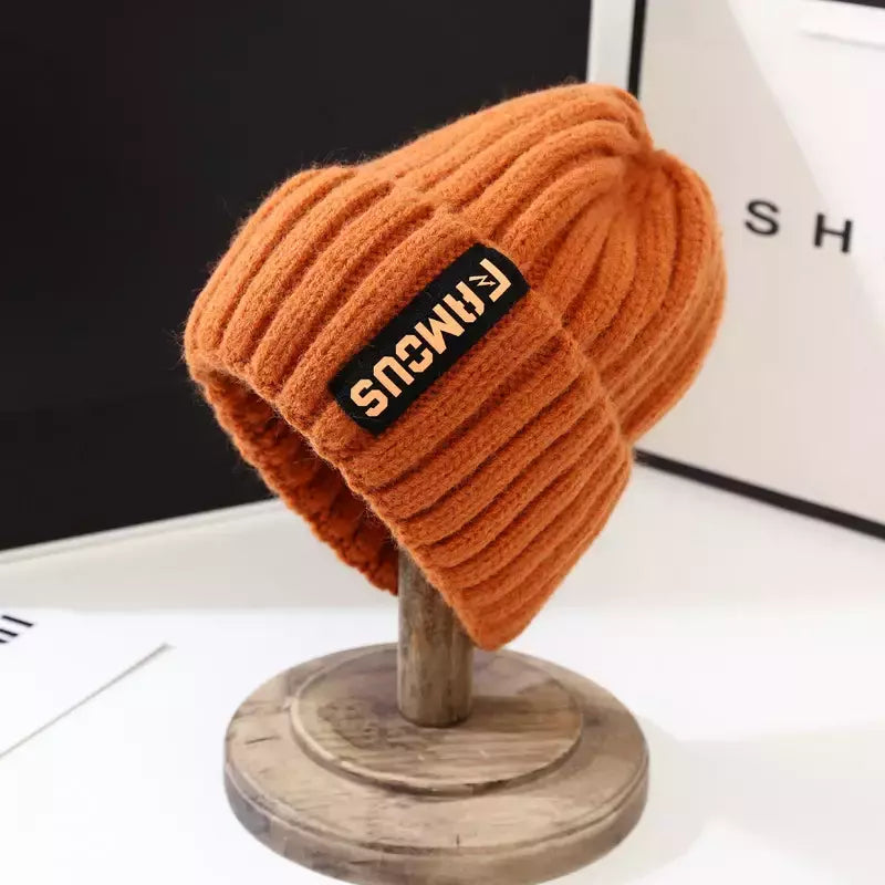 Gorros de tricô unissex para homens e mulheres, monocromático, macio crochê de lã, tampas de inverno quentes