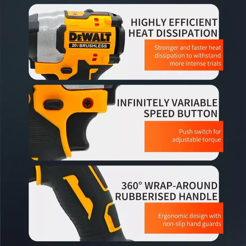 Dewalt DCF922 Chave de impacto sem escova Driver sem fio Grande torque Chave elétrica de velocidade variável 20V Ferramentas recarregáveis