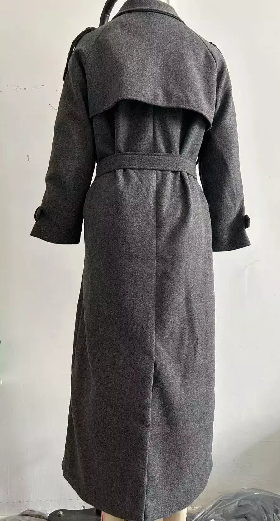 Trench coat maxi oversized feminino com lapela entalhada com cinto duplo breasted vintage streetwear 2025 tendência casual casacos diários