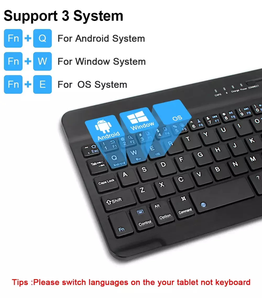 Teclado sem fio bluetooth mini teclado para portátil tablet telefone ipad teclado de jogos recarregável para android ios windows