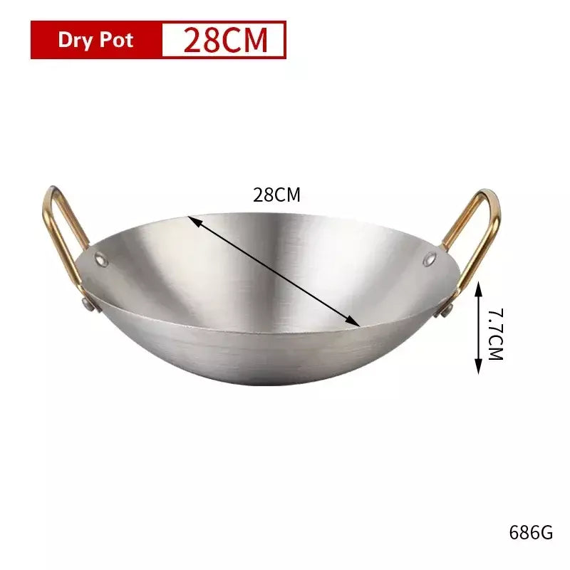 Panela Seca De Aço Inoxidável Espessada, Panela Antiaderente Doméstica, Fornalha De Álcool De Orelha Dourada, Hotpot Pequeno