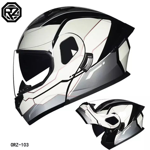 O mais recente capacete modular de motocicleta de alta qualidade da ORZ material ABS lente dupla capacete completo lote DOT