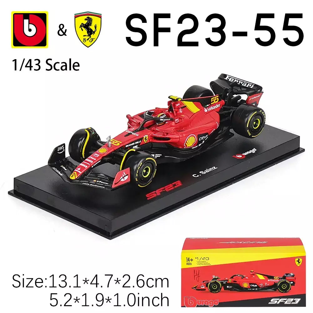 Bburago 1:43 2024 2023 F1 Scuderia Ferrari SF24 SF23 # 16 lecler # 55 sainz jr liga carro de luxo fundido modelo de carro série de brinquedos