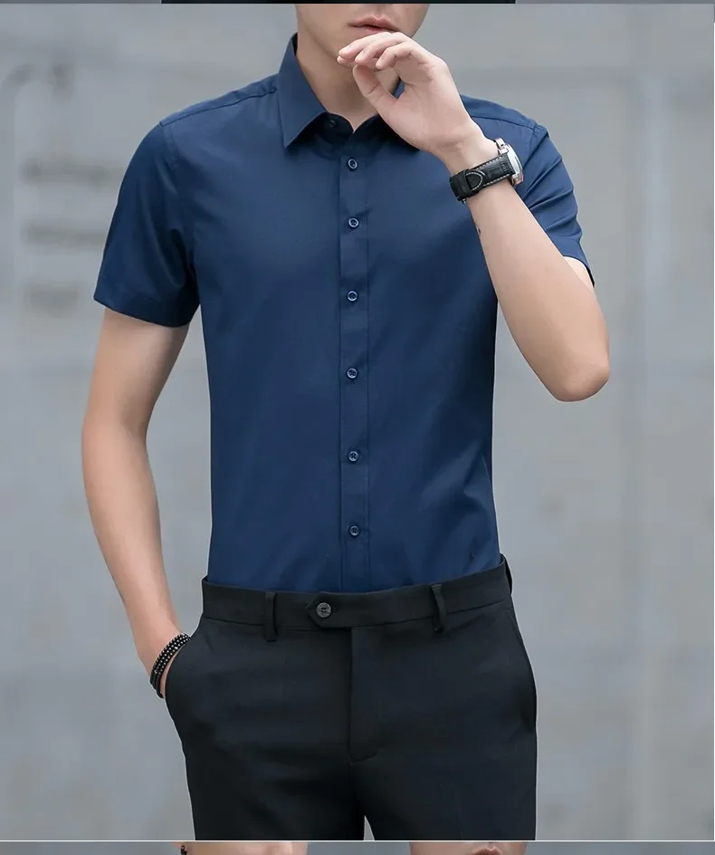 Camisa branca de manga comprida masculina negócios casual anti-rugas ajuste fino suaviza sua silhueta outono colete formal calças terno