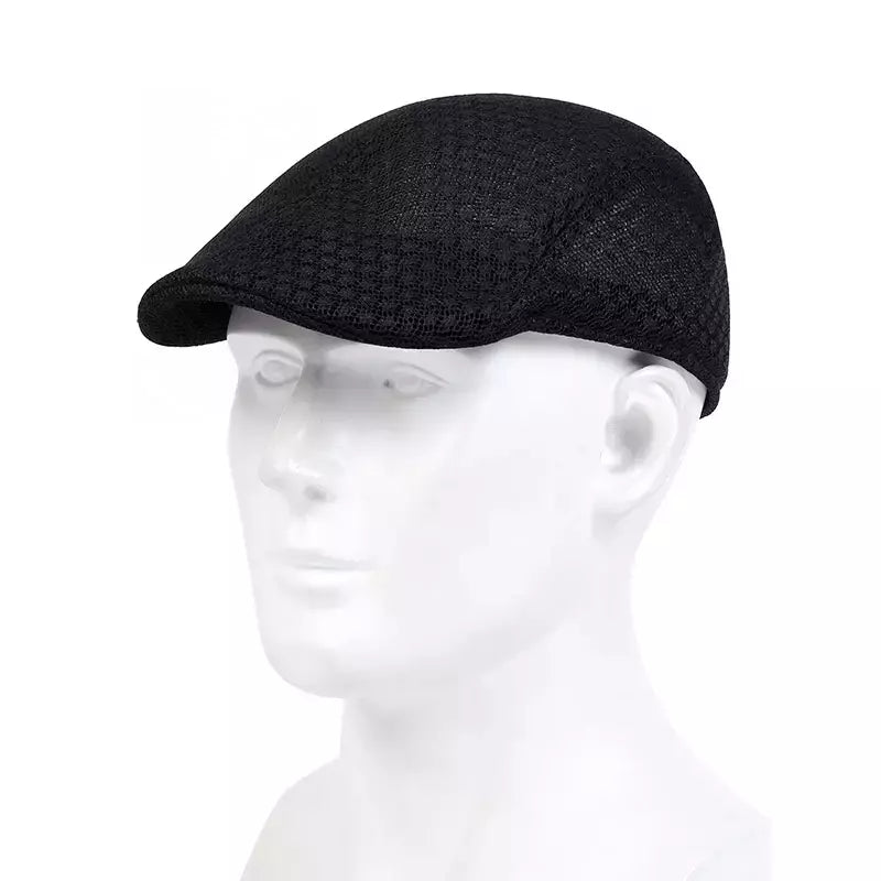 Bonés de jornaleiro de malha respirável masculino, chapéus de pintores britânicos, boné liso, boinas hip hop, primavera e verão