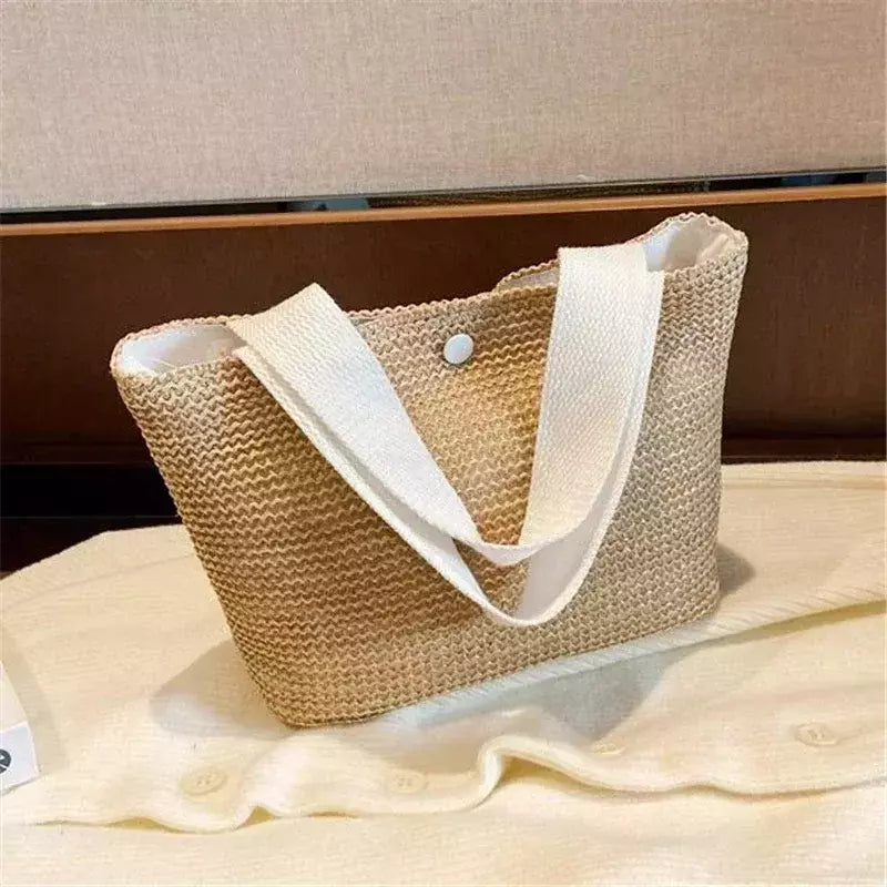 Fsafashion-bolsa de tecido palha para mulheres, bolsa casual para férias, bolsas com alça superior, bolsas de ombro retrô artesanais, moda feminina, 2024