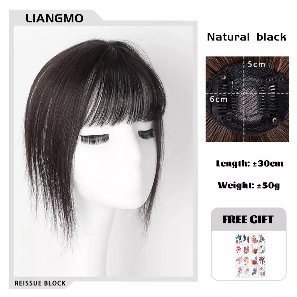 Lm fino 3d ar franja de cabelo em linha reta puro franja clipe em extensões de cabelo topper franja 3d invisível sem costura cabeça peruca de cabelo