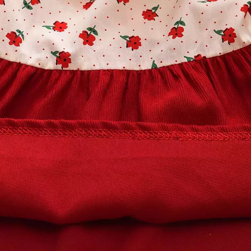 Outono novas meninas recém-nascidas vestido de manga longa dos desenhos animados fragmentado flor lapela bebê vestido de princesa flor cinta vestido