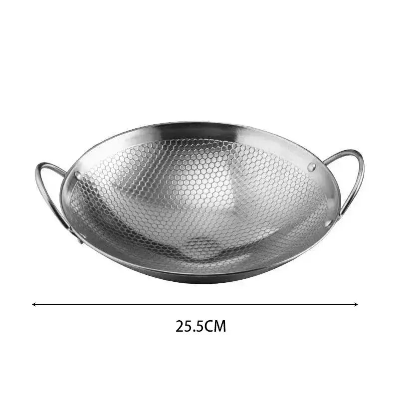 1pc 25cm/9.8 polegada de aço inoxidável pan favo de mel antiaderente com alça resistente a riscos cozinhar ovos panquecas arroz sopa macarrão