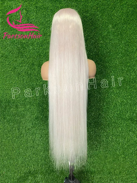 40 Polegada platina reta hd 13x6 13x4 peruca frontal do laço perucas de cabelo humano pré-arrancadas # 60 peruca frontal de renda suíça branca para mulheres