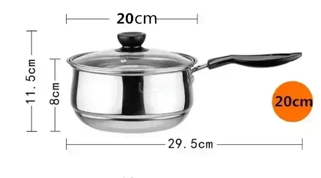 Panela de aço inoxidável com fundo duplo, panela de sopa não magnética, panelas multiuso, panela antiaderente, fogão a gás usado, panela quente