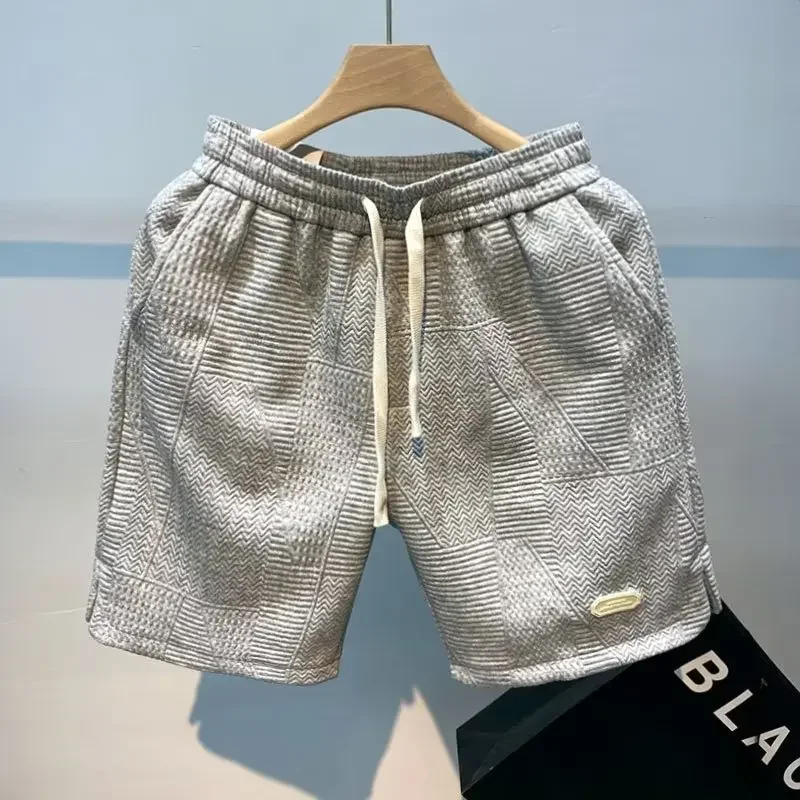 Shorts de verão folgados masculinos, casacos casuais, calças de praia grandes, remendo, novo estilo, moda