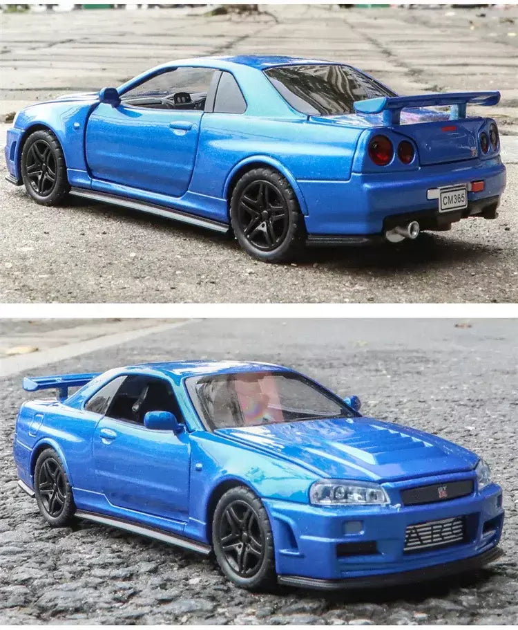 1:32 gtr r34 skyline simulação de liga rápida modelo de carro diecasts & veículos de brinquedo e carros furiosos decoração brinquedos para crianças menino