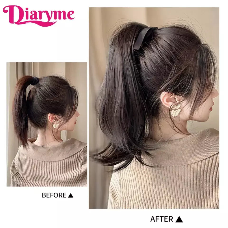 Extensões sintéticas longas do cabelo do rabo de cavalo para mulheres, preto, marrom, reistan do calor, rabo de pônei, cabelo falso, grampo no hairpiece
