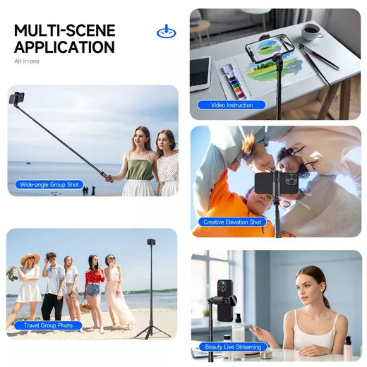 Tripé automático para iphone android, 70 "auto open selfie stick telefone tripé com controle remoto magnético para gravação de vídeo vlog
