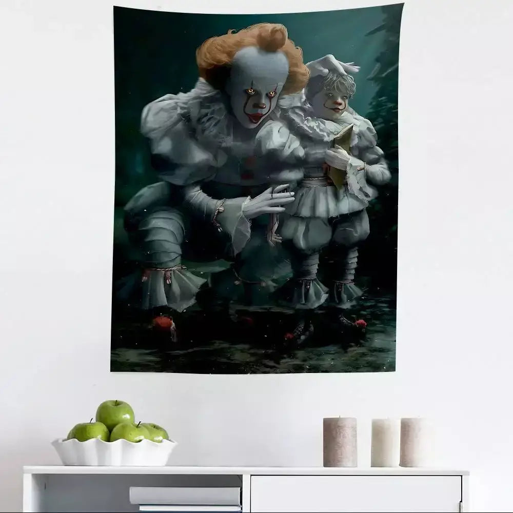 Filme de terror l-lt p-pennywise palhaço gráfico tapeçaria arte ficção científica sala decoração de casa barato hippie parede pendurado