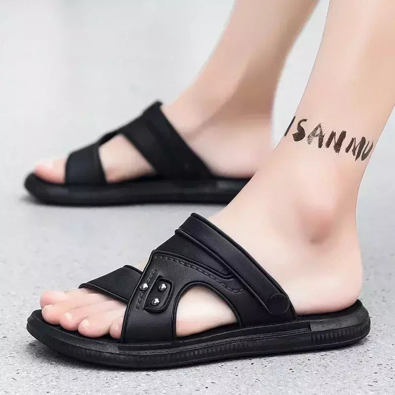 Sandálias de couro confortáveis masculinas, sapatos ao ar livre, marca original, tendência adulta, verão, 2024