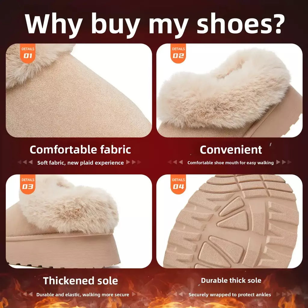 Botas de neve de fundo grosso feminino outono inverno novo estilo casual quente velo forrado pão sapato de algodão transfronteiriço