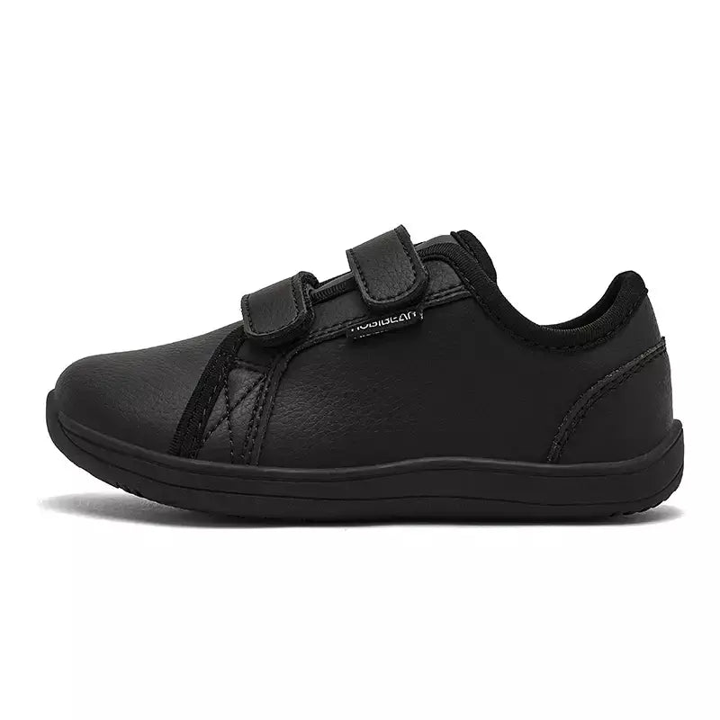 HOBIBEAR-Tênis minimalistas para crianças, leves, gancho de laço, couro artificial, sapatos descalços, pequeno grande e garoto, dedo do pé largo