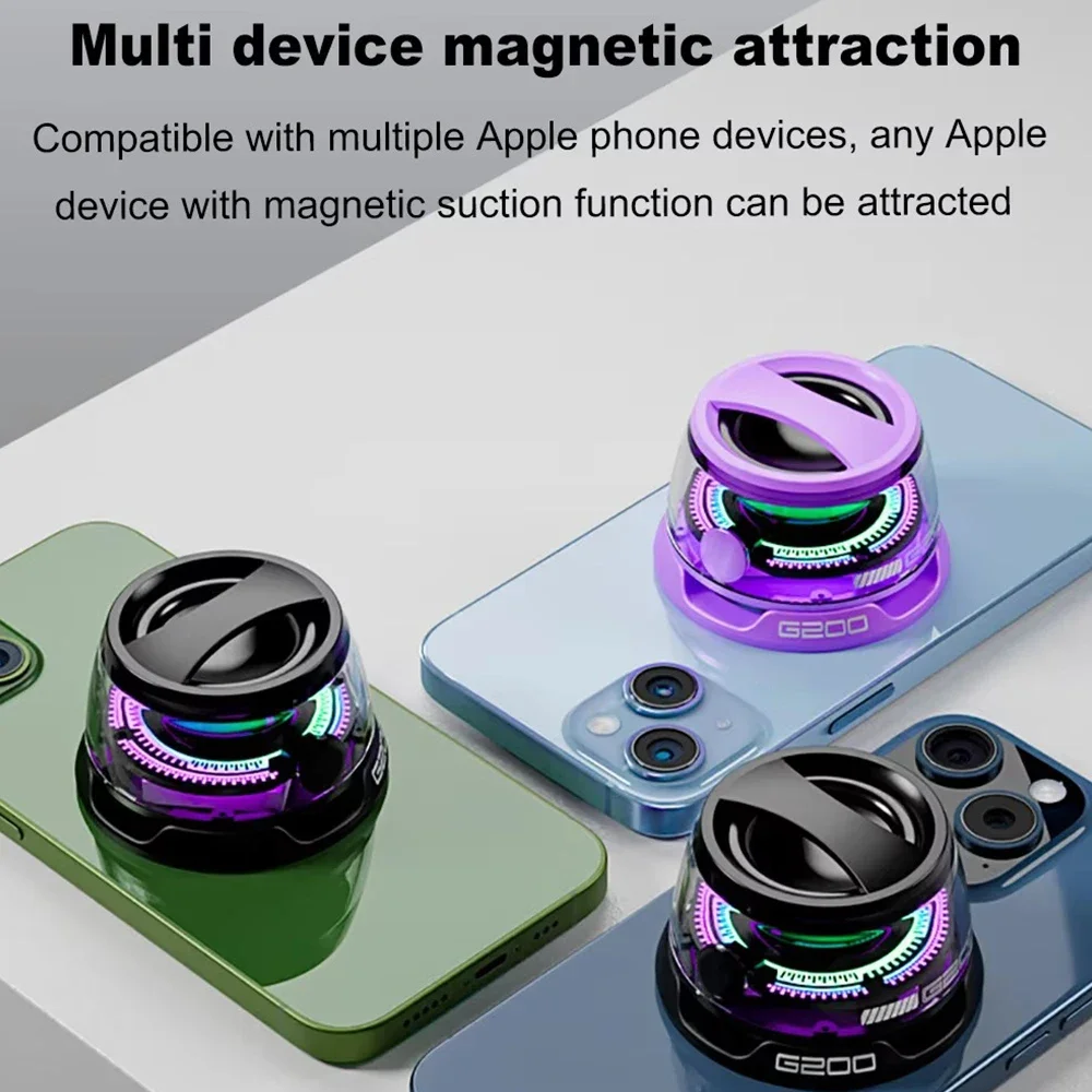 Portátil mini viagem estéreo ao ar livre magnético bluetooth alto-falante rgb iluminação alto-falante magnético bt5.3 suporte do telefone para ios