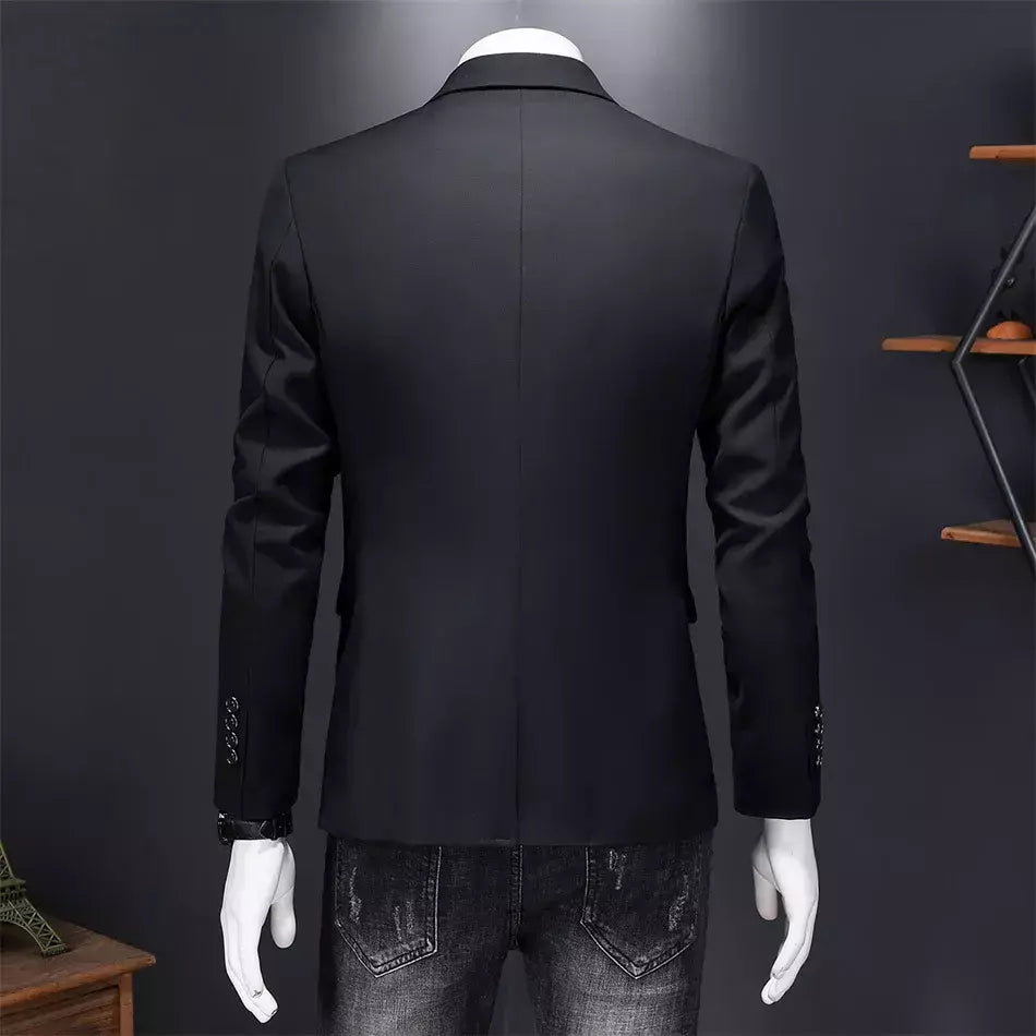 Blazer Casual de Negócios Masculino, Jaqueta Monocromática, Casacos Oversize, Smoking Masculino, Roupas de Marca, Roupas de Trabalho, Plus Size M-6XL