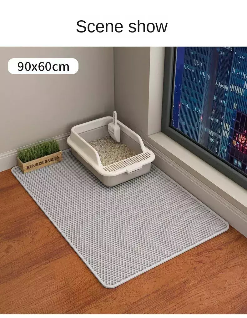 Impermeável Double Layer Pet Litter Mat, Cat Litter Box, Pet WC, Antiderrapante, Areia, Lavável, Limpo, 90x60cm
