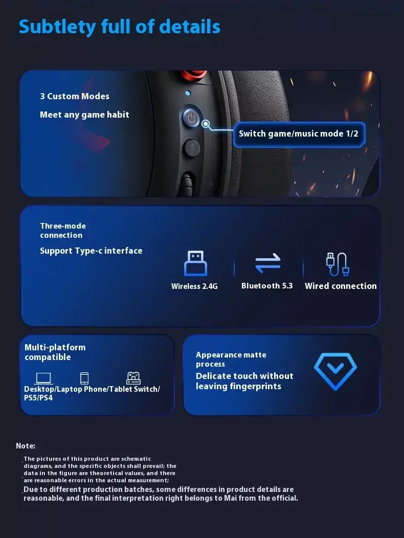 Original mchoose v9 pro personalizado gaming fone de ouvido tri-mode esports fones de ouvido hi-res música ativo redução de ruído fones de ouvido pc