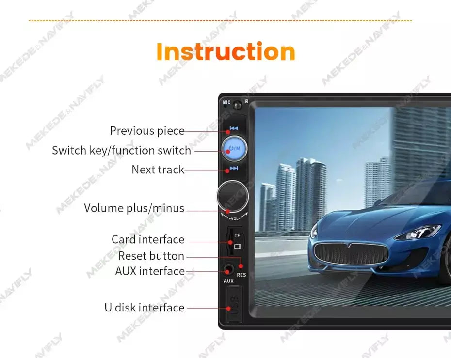 Navifly nd1 2 din rádio do carro 7 "hd tela de toque autoradio multimídia player universal carro estéreo mp5 player bt swc tf câmera fm