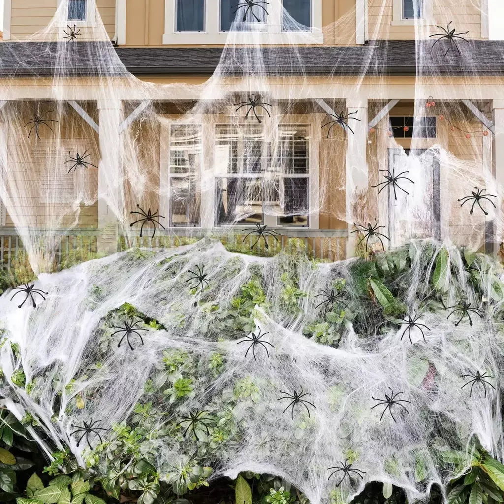 Teia de aranha artificial em branco Stretchy White Cobweb, adereços cena assustadora, acessórios Horror, Home Decor, Halloween, Casa