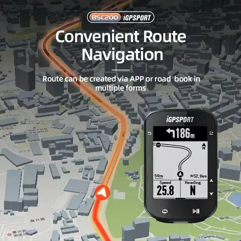IGPSPORT-BSC200 Computador de bicicleta GPS, odômetro ciclismo, velocímetro sem fio, navegação por rota, ANT Plus, Bluetooth 5.0, acessórios
