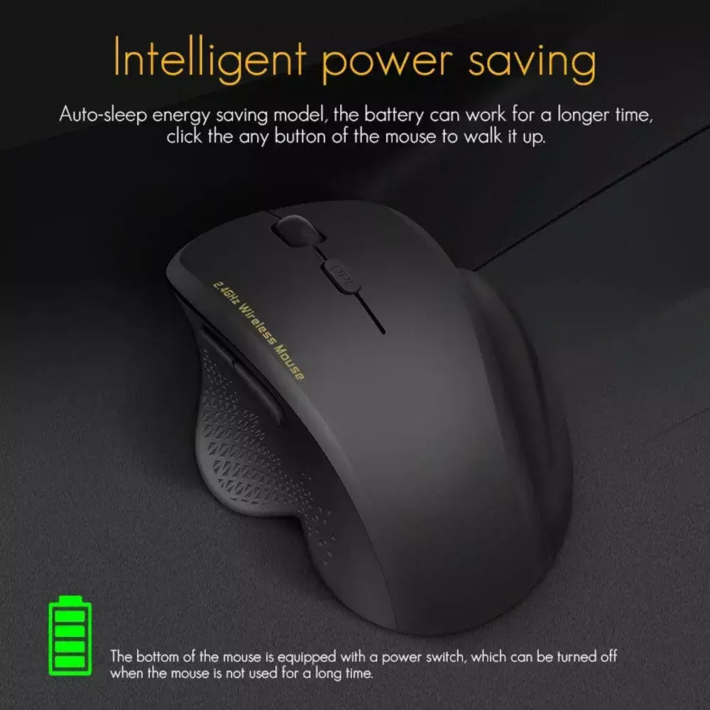 Mouse para jogos sem fio 2.4G Mouse ergonômico sem fio com receptor USB Mouse de computador com 6 botões para computador laptop