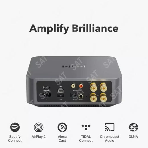 Amplificador de streaming multiroom com AirPlay 2, Chromecast, HDMI e controle de voz Stream Spotify, Amazon Music