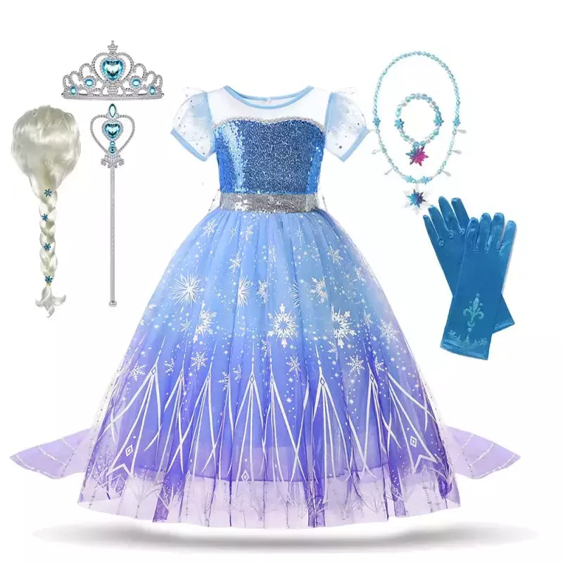 Elsa menina vestidos princesa traje crianças lantejoulas fantasia crianças cosplay rainha roupas halloween carnaval vestidos de festa