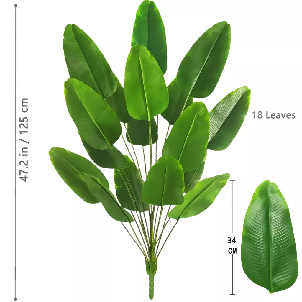 Palmeira tropical artificial 60-90-120cm(47,2 pol.) folhas de planta de banana falsa toque real planta de plástico strelitzia para jardim doméstico