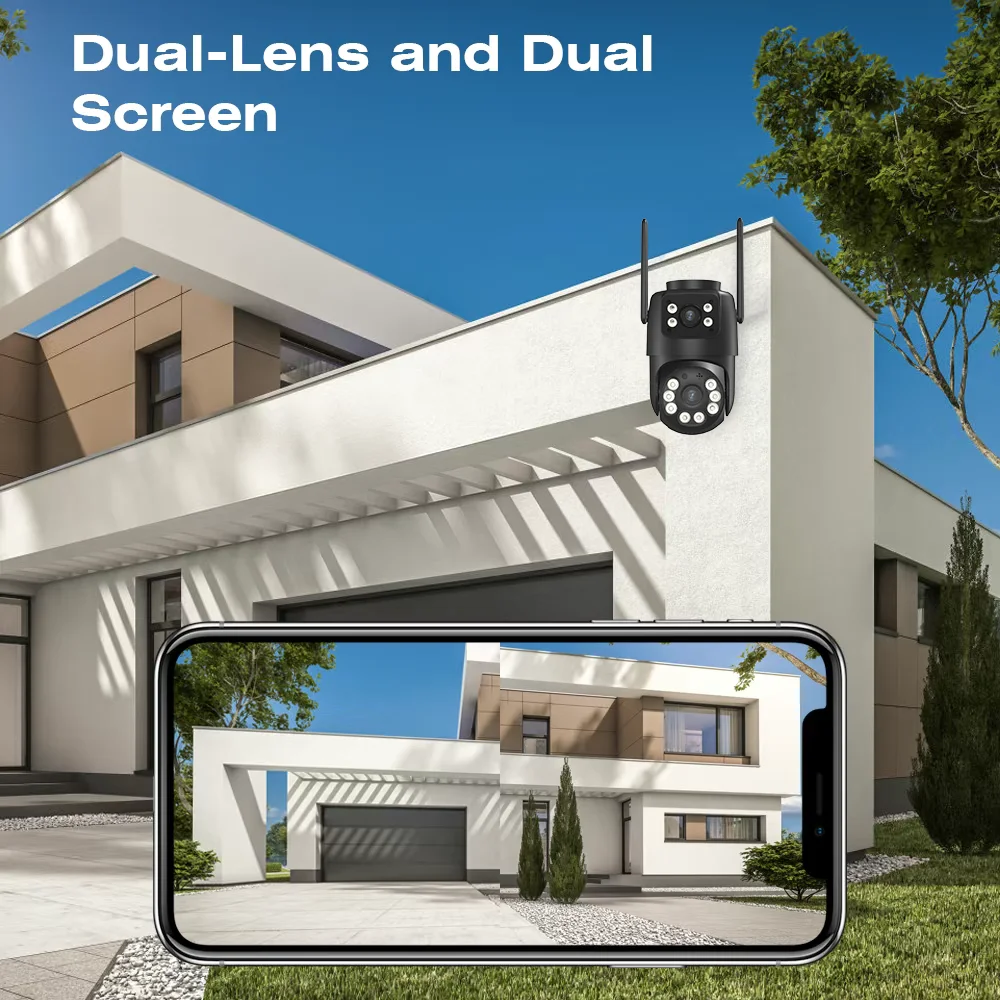 BELIA 4K 8MP Câmera de vigilância WiFi, zoom digital 4X, câmera IP PTZ ONVIF lente dupla, detecção humana AI, segurança externa ICSEE