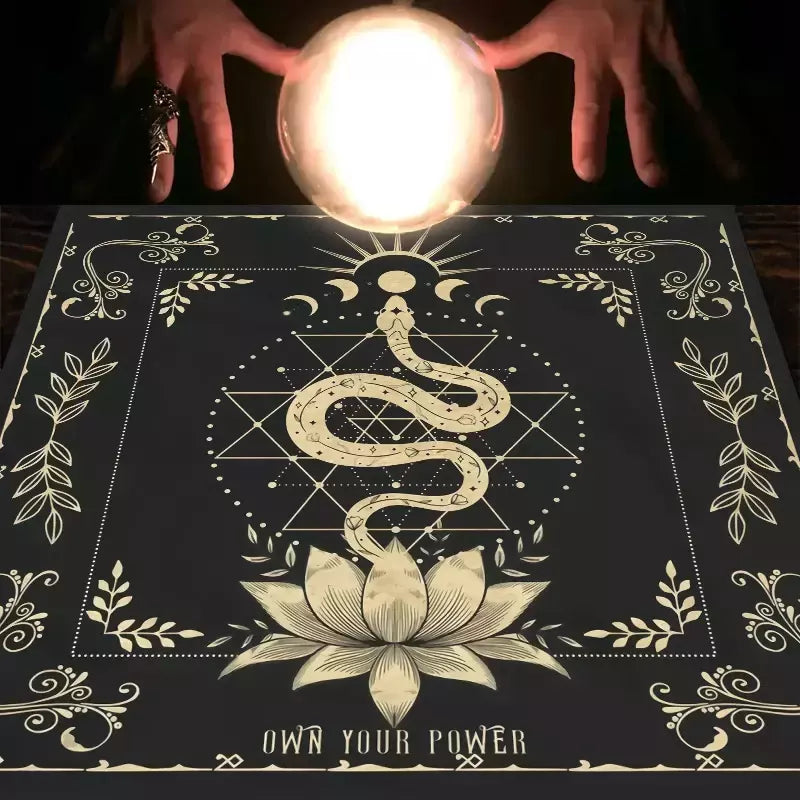 Toalha De Mesa De Tarô Com Seu Poder, Em Forma De Serpente, Estampa Floral e Vegetal, Toalha De Mesa Astrologia, Decoração De Altar, 1Pc