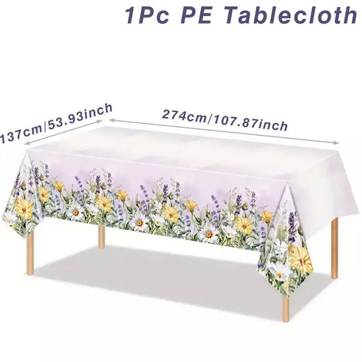Spring Wild Grass Tablecloth, Table Cover for Home Decor, Verão, Primavera, Verde, Feriado, Casamento, Birthday Party, Kids, Baby Shower