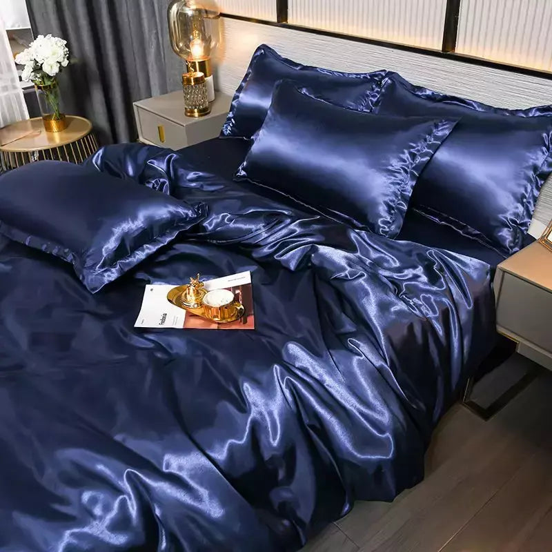 Monocromático Rayon Satin Conjunto de cama, luxo Duvet Cover Kit, Twin Queen e King Size, Home Textile, 3PCs, 4PCs
