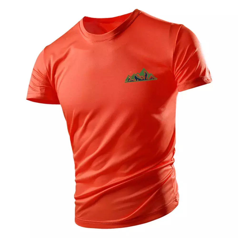 Camiseta casual com gola redonda masculina, manga curta solta, confortável, top de secagem rápida, estilo esportivo ao ar livre, moda quatro estações