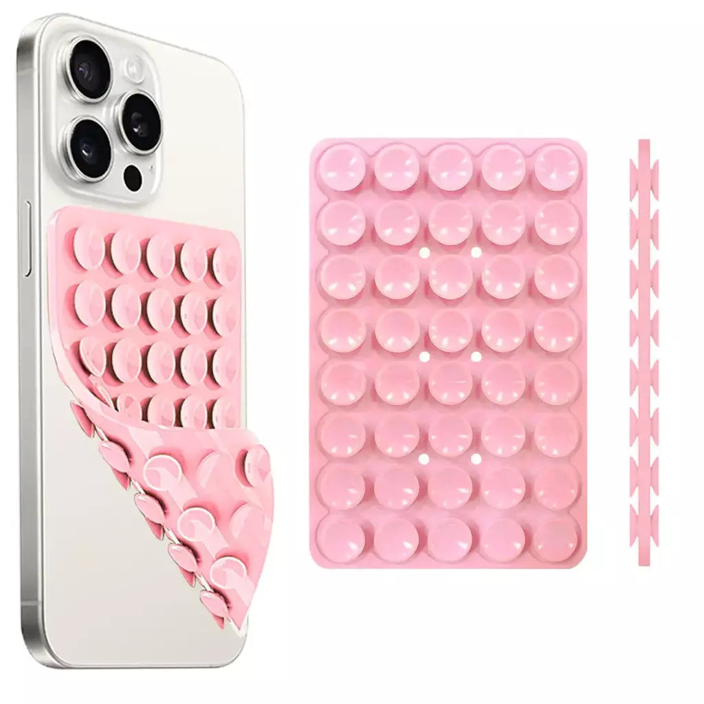 Capa de telefone com ventosa de silicone dupla face, suporte removível para selfies e vídeos mãos-livres, basta usar para vidro liso