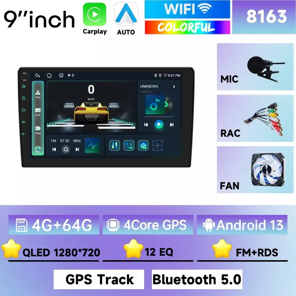 128g 2din 9 "reprodutor de vídeo multimídia carro universal para toyota hyundai kia nissan honda 2din android gps carplay/rádio automático estéreo