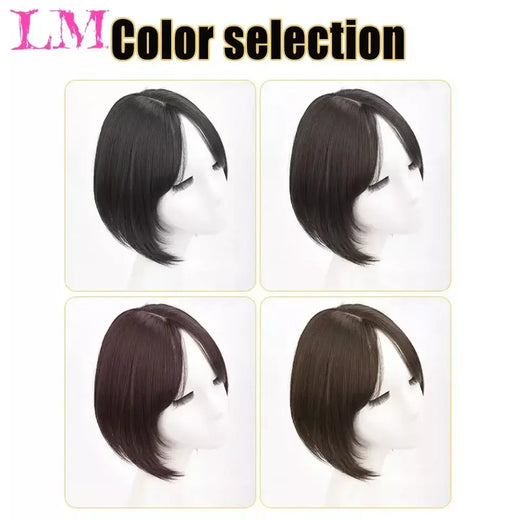 Lm fino 3d ar franja de cabelo em linha reta puro franja clipe em extensões de cabelo topper franja 3d invisível sem costura cabeça peruca de cabelo