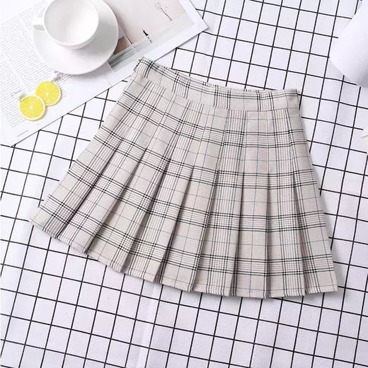 Minissaia plissada xadrez feminina, roupas pré-femininas, estética elegante e chique, linha A, estilo coreano, verão, 2022, feminina
