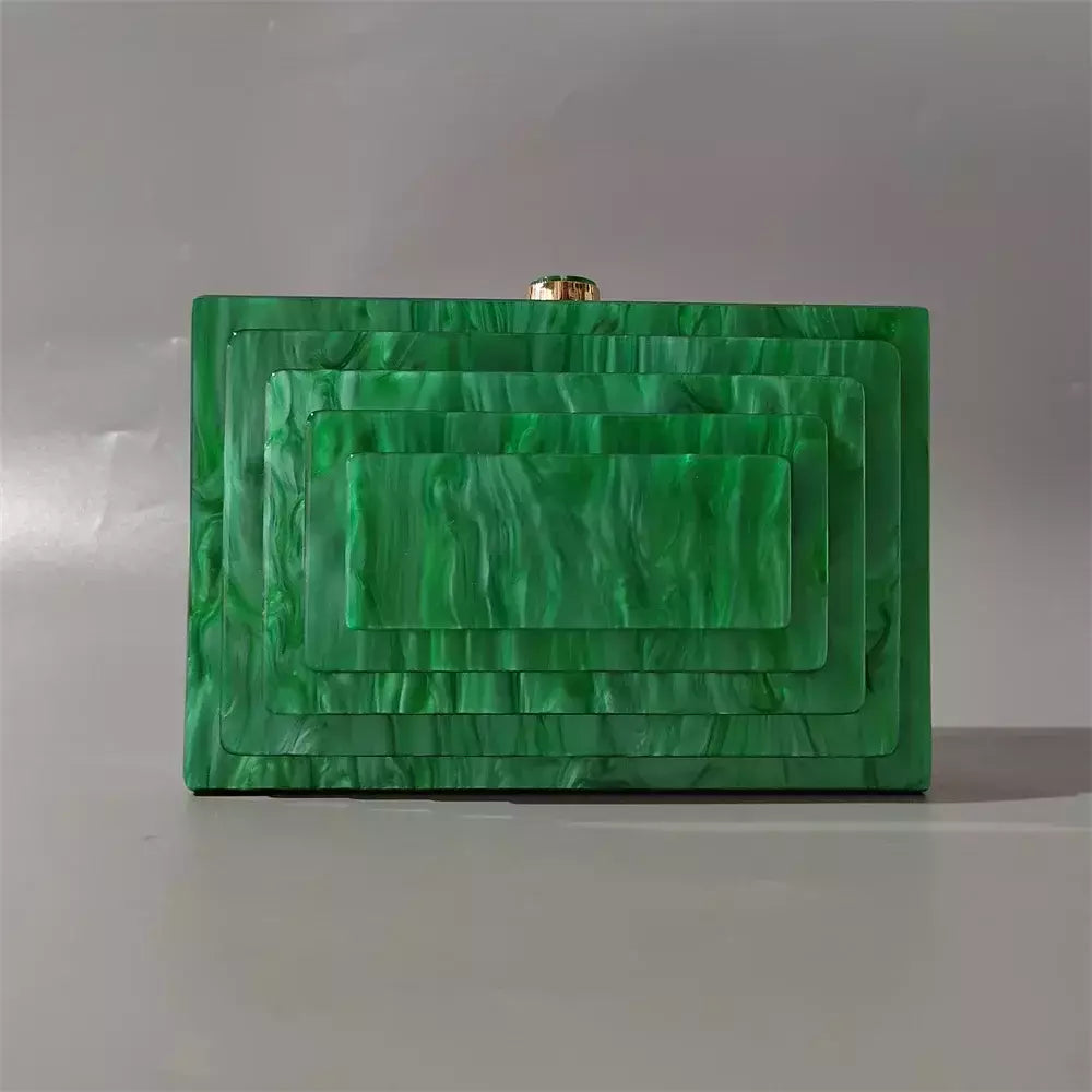 Saco de noite de luxo acrílico para mulheres, sacos na moda, bolsas de marca verde, bege, festa, casual, caixa bonito, mini embreagem, bolsa, carteira, carteira, novo
