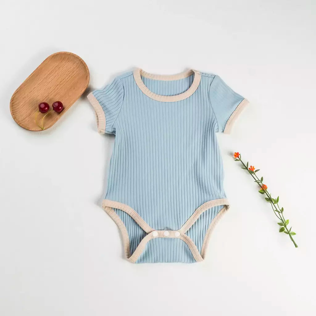 0-2 anos babany bebe novo macacão unissex para bebês roupas de manga curta cor sólida emenda e cores contrastantes macacão