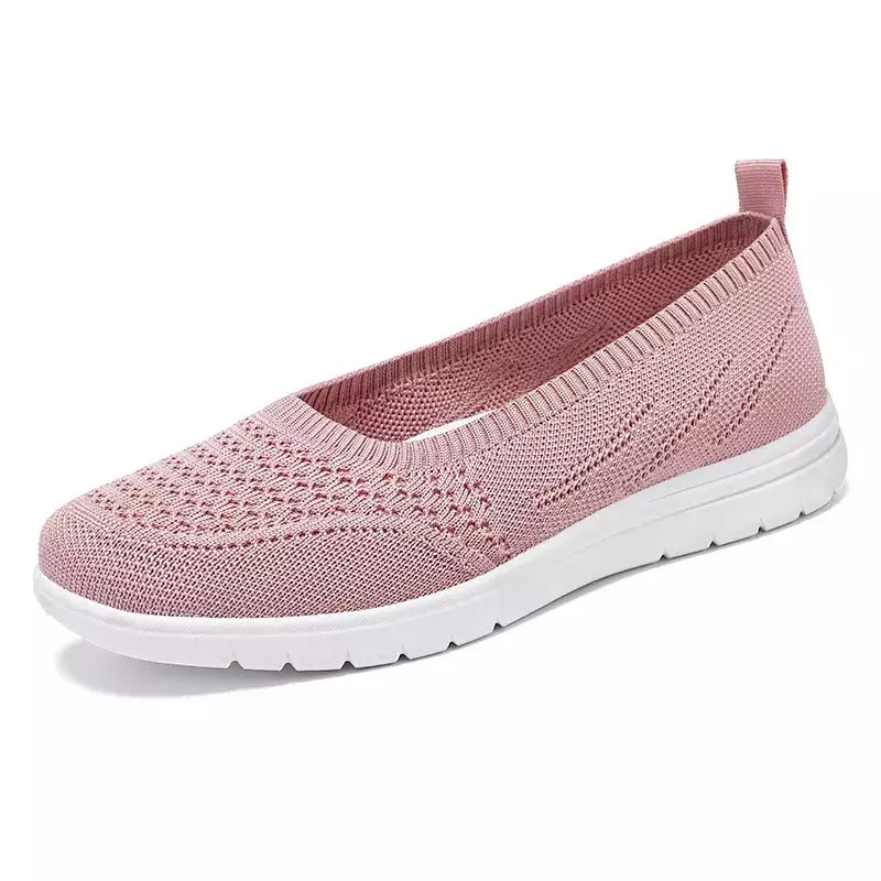 Sandálias de plataforma antiderrapante para mulheres, mocassins respiráveis, sapatos de caminhada casuais, monocromáticos, deslizantes, malha, moda, verão
