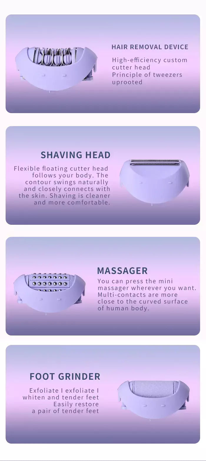 Kemei-Depiladora Elétrica Recarregável para Mulheres, 4in 1, Depilação Facial do Corpo, Aparador de Biquíni para Pernas, axilas