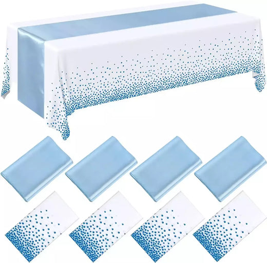 Toalha de mesa de plástico descartável ouro rosa 6 lugares capa de mesa 108 polegadas corredor de mesa de cetim para festa de casamento