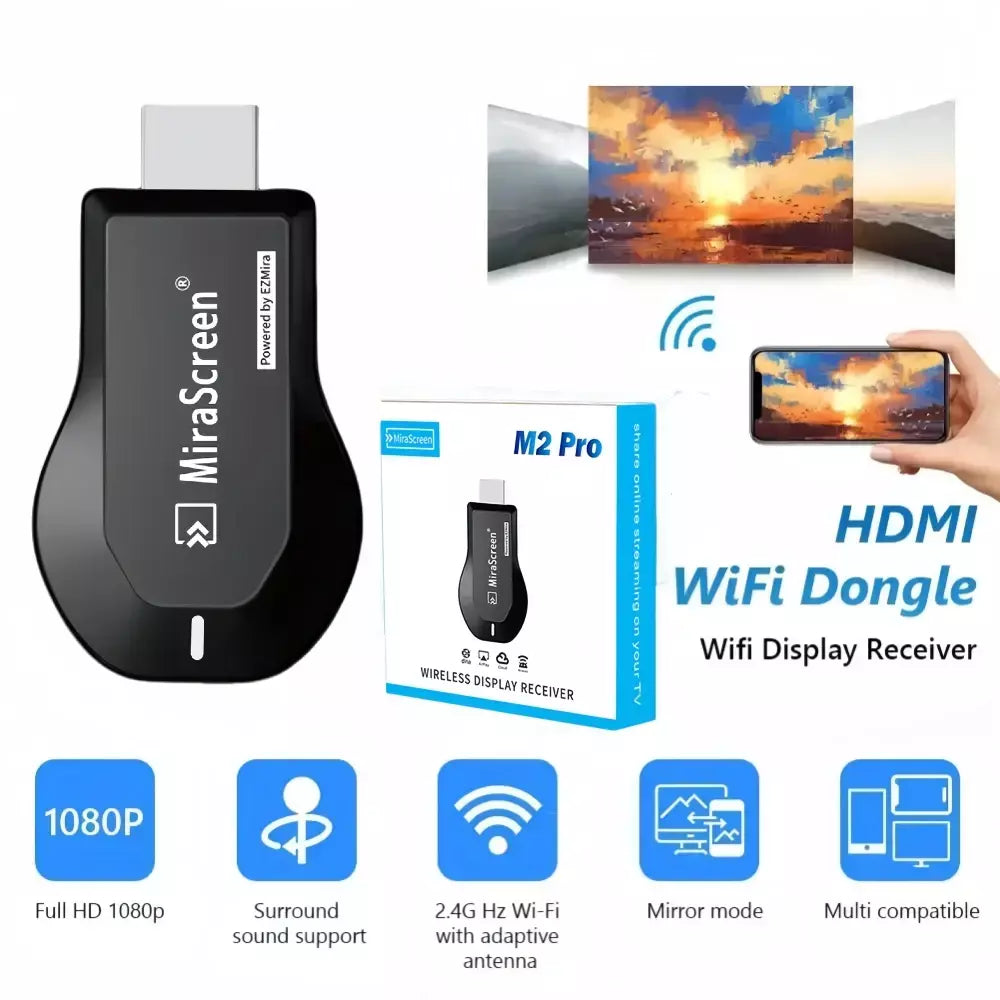 Transmissor de áudio e vídeo compatível com hdmi, espelhamento de tela, sem fio, 1080p, wi-fi, adaptador dongle para telefone, pc, tv, projetor