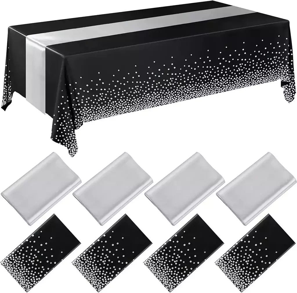 Toalha de mesa de plástico descartável ouro rosa 6 lugares capa de mesa 108 polegadas corredor de mesa de cetim para festa de casamento